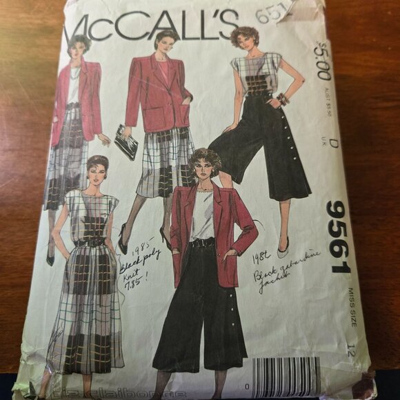 McCall's sewing patterns vintage 80s jacket, blouse, skirts, culottes Unverified - Picture 5 of 6